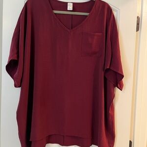 Old Navy Deep Red V-Neck Blouse